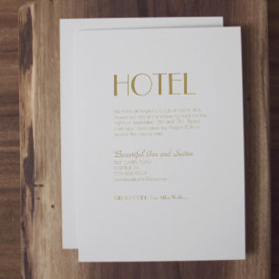 Tarjeta De Recepción Alojamiento minimalista Gold Moderno Deco Boda