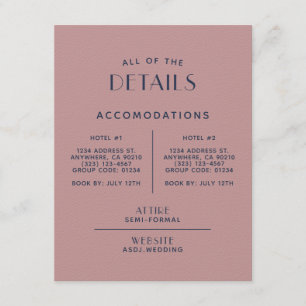 Tarjeta De Recepción Alojamiento Mínimo Simple De Boda De La Marina De 