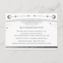 Tarjeta De Recepción Alojamiento Místico de Plata Blanco Celestial