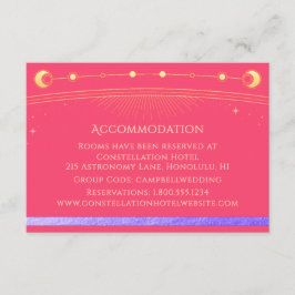 Tarjeta De Recepción Alojamiento místico rosa de Fuchsia Celestial