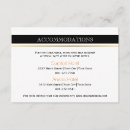 Tarjeta De Recepción Alojamiento moderno de rayas blancas negras bodas