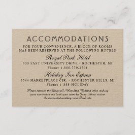 Tarjeta De Recepción Alojamiento moderno en Kraft y Black Boda