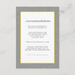Tarjeta De Recepción Alojamiento moderno gris y amarillo Boda Detalle