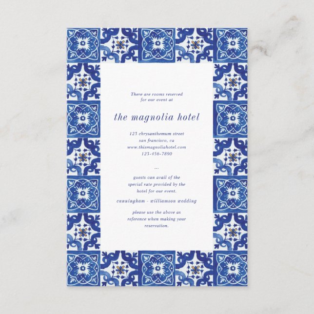 Tarjeta De Recepción Alojamiento moderno mediterráneo blanco Boda (Anverso)
