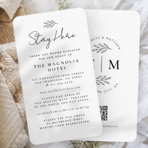 Tarjeta De Recepción Alojamiento moderno Minimalista elegante de boda