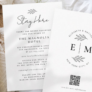 Tarjeta De Recepción Alojamiento moderno Minimalista elegante de boda