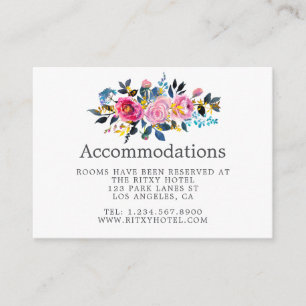 Tarjeta De Recepción Alojamiento moderno Watercolor Floral Boda
