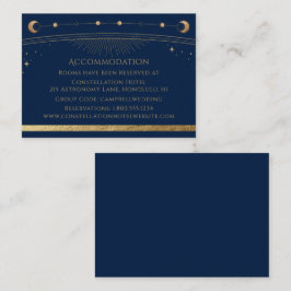 Tarjeta De Recepción Alojamiento Mystical Blue Gold Sun Moon Stars