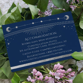 Tarjeta De Recepción Alojamiento Mystical Blue Silver Sun Moon Stars