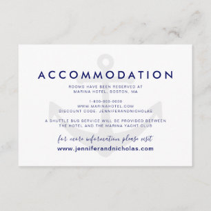 Tarjeta De Recepción Alojamiento Nautical Anchor Wedding