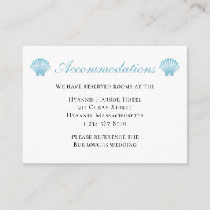 Tarjeta De Recepción Alojamiento Nautical Shell Beach Elegant Wedding