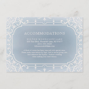 Tarjeta De Recepción Alojamiento nupcial romántico azul turbio