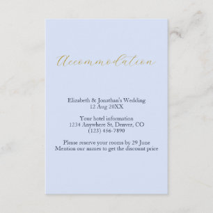 Tarjeta De Recepción Alojamiento Opulento Boda Azul