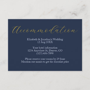 Tarjeta De Recepción Alojamiento Opulento Boda Azul