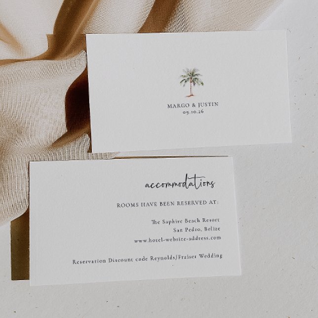 Tarjeta De Recepción Alojamiento Palm Tree Beach Wedding (Subido por el creador)