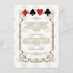 Tarjeta De Recepción Alojamiento para Bodas de Casino de estilo Art Dec