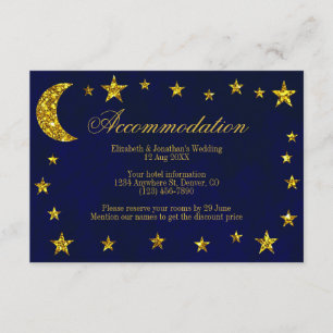 Tarjeta De Recepción Alojamiento para Bodas de Celestial Night Sky