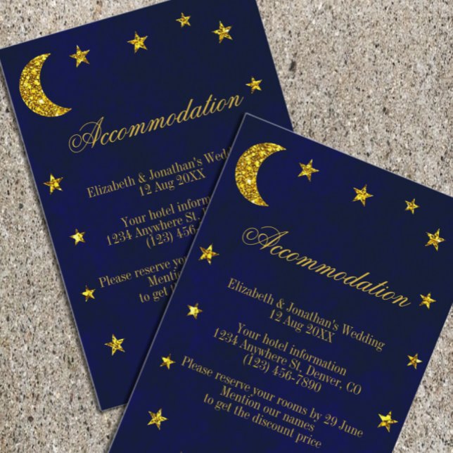 Tarjeta De Recepción Alojamiento para Bodas de Celestial Night Sky (Subido por el creador)