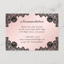 Tarjeta De Recepción Alojamiento para Bodas de encaje negro y Rubor