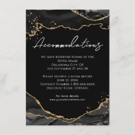 Tarjeta De Recepción Alojamiento para Bodas de Purpurinas de oro negro