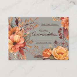 Tarjeta De Recepción Alojamiento para Bodas florales en otoño