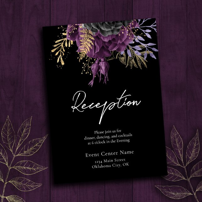 Tarjeta De Recepción Alojamiento para Bodas florales góticos (Subido por el creador)