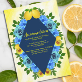 Tarjeta De Recepción Alojamiento para Bodas florales Sunny Lemon