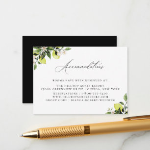 Tarjeta De Recepción Alojamiento para Bodas Lemons Botánicos