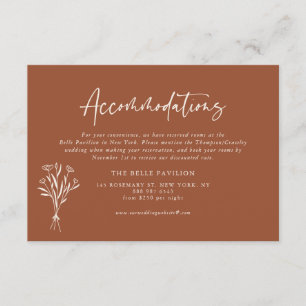 Tarjeta De Recepción Alojamiento para Bodas Terracotta Botanicals Boho