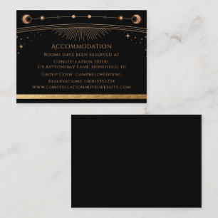Tarjeta De Recepción Alojamiento para estrellas de luna de oro negro ce