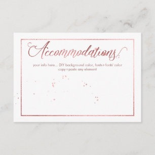 Tarjeta De Recepción Alojamiento PixDezines, oro Rosa deslumbrado/falso