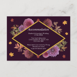 Tarjeta De Recepción Alojamiento romántico Boda de otoño en Dahlia