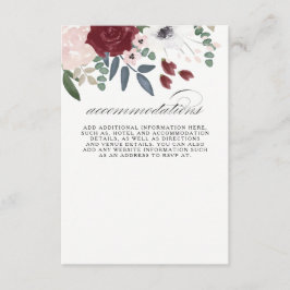 Tarjeta De Recepción Alojamiento romántico florístico