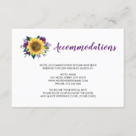 Tarjeta De Recepción Alojamiento Rosa Boda Sunflower Purple