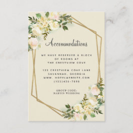 Tarjeta De Recepción Alojamiento Rose Floral Gold Wedding Detail