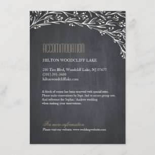 Tarjeta De Recepción Alojamiento rústico con pizarra de flores y boda