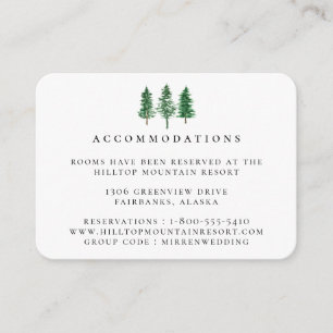 Tarjeta De Recepción Alojamiento rústico de Boda de los bosques acuátic