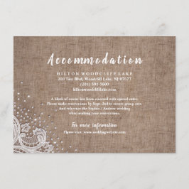 Tarjeta De Recepción Alojamiento rústico en purpurinas de encaje y made