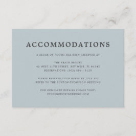 Tarjeta De Recepción Alojamiento Sencillo Y Elegante En Azul Dusto