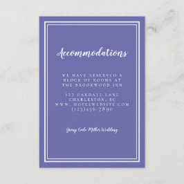 Tarjeta De Recepción Alojamiento simple Boda azul Periwinkle