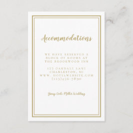 Tarjeta De Recepción Alojamiento Simple Chic Detalle Nupcial Dorado 