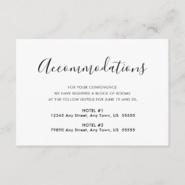 Tarjeta De Recepción Alojamiento Simple Elegante en Blanco y Negro