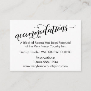 Tarjeta De Recepción Alojamiento simple y elegante de bodas