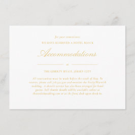 Tarjeta De Recepción Alojamiento Sofisticado Boda Gold Lace