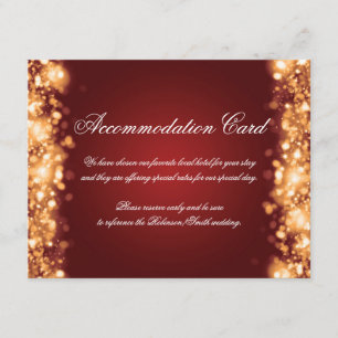 Tarjeta De Recepción Alojamiento Sparkling Luces Gold Red
