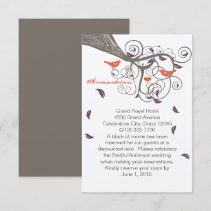 Tarjeta De Recepción Alojamiento Swirl De Leaf Púrpura De Árbol De Perf