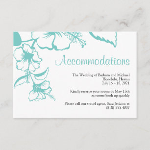 Tarjeta De Recepción Alojamiento Turquoise Hibiscus Beach Wedding