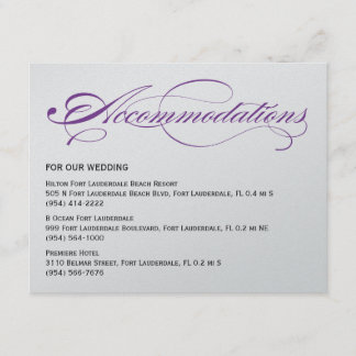 Tarjeta De Recepción Alojamientos elegantes de la boda de la escritura