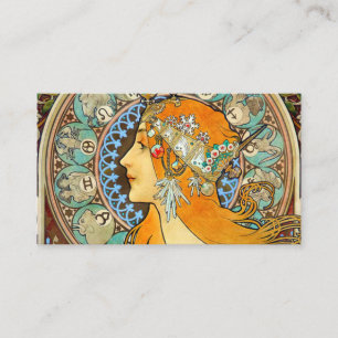 Tarjeta De Recepción Alphonse Mucha Art Nouveau Zodiac