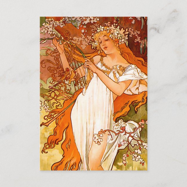 Tarjeta De Recepción Alphonse Mucha modernidad primavera (Anverso)